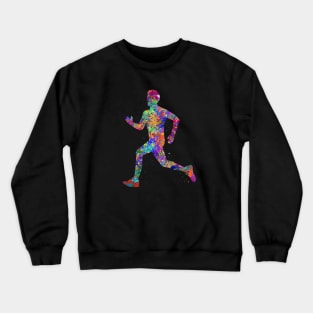 Runner boy watercolor art Crewneck Sweatshirt